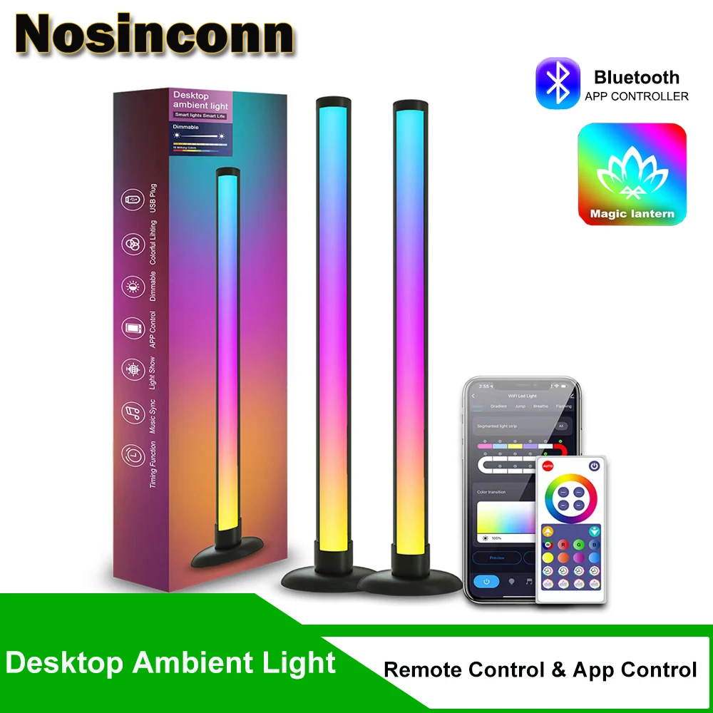 16.5in RGBIC LED Music Rhythm Atmosphere Lamp with Bluetooth Smart App Control 10W USB Light Bar For PC Desktop Bedroom Decor