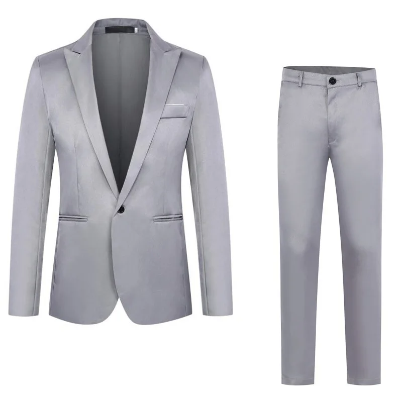 H3 Design Effen Kleur Broek Chique Pak Heren Tweedelige Pakken Groomsmen Jurk Tops