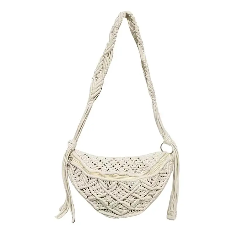 Crochet Tote Bag Crochet Tote Boho Bag Purses Handwoven Cotton Shoulder Bag Crochet Tassel Beach Bohemian Purse For Women Girls