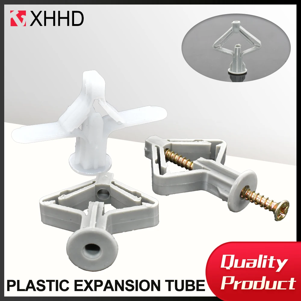 Expansion Tube Plasterboard Anchor Kit Plastic Hollow Wall Screw Fixings Anti Rotate Drywall Stable Butterfly/Aircraft Type Bolt