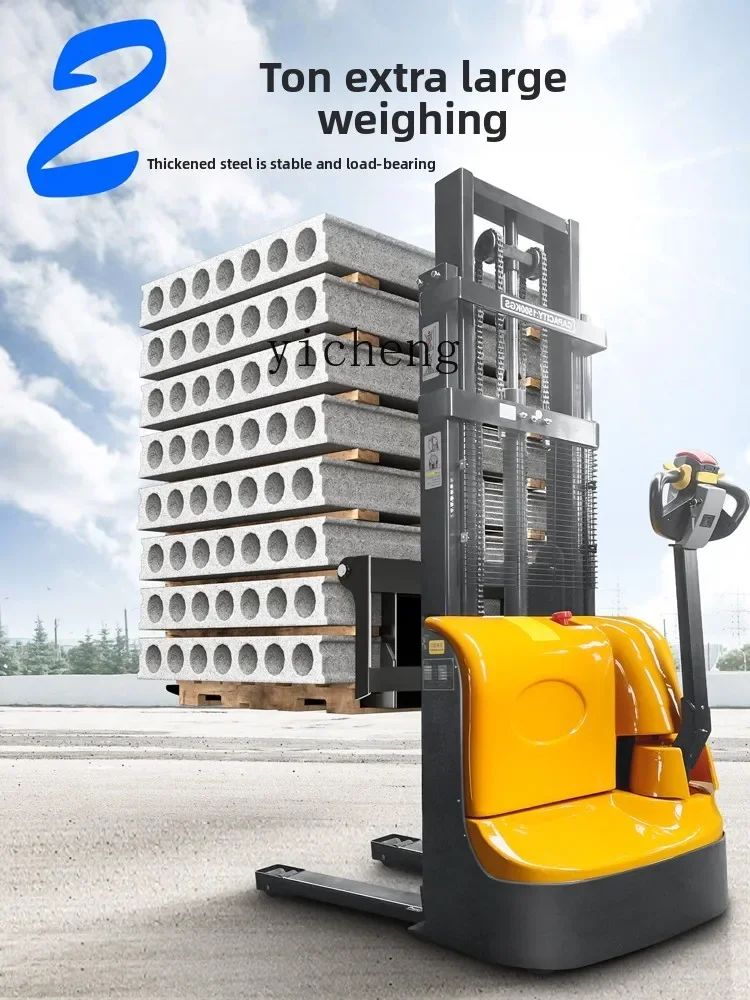 

all-electric forklift 2 tons stacker 1 ton small semi-automatic loading and unloading truck hydraulic lifting stacking