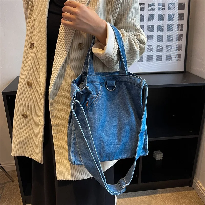 Denim Shoulder Bags Trendy Casual All-match Handbag for Women Shopping Square Satchel Bags Vintage Durable Upgrade Your Style