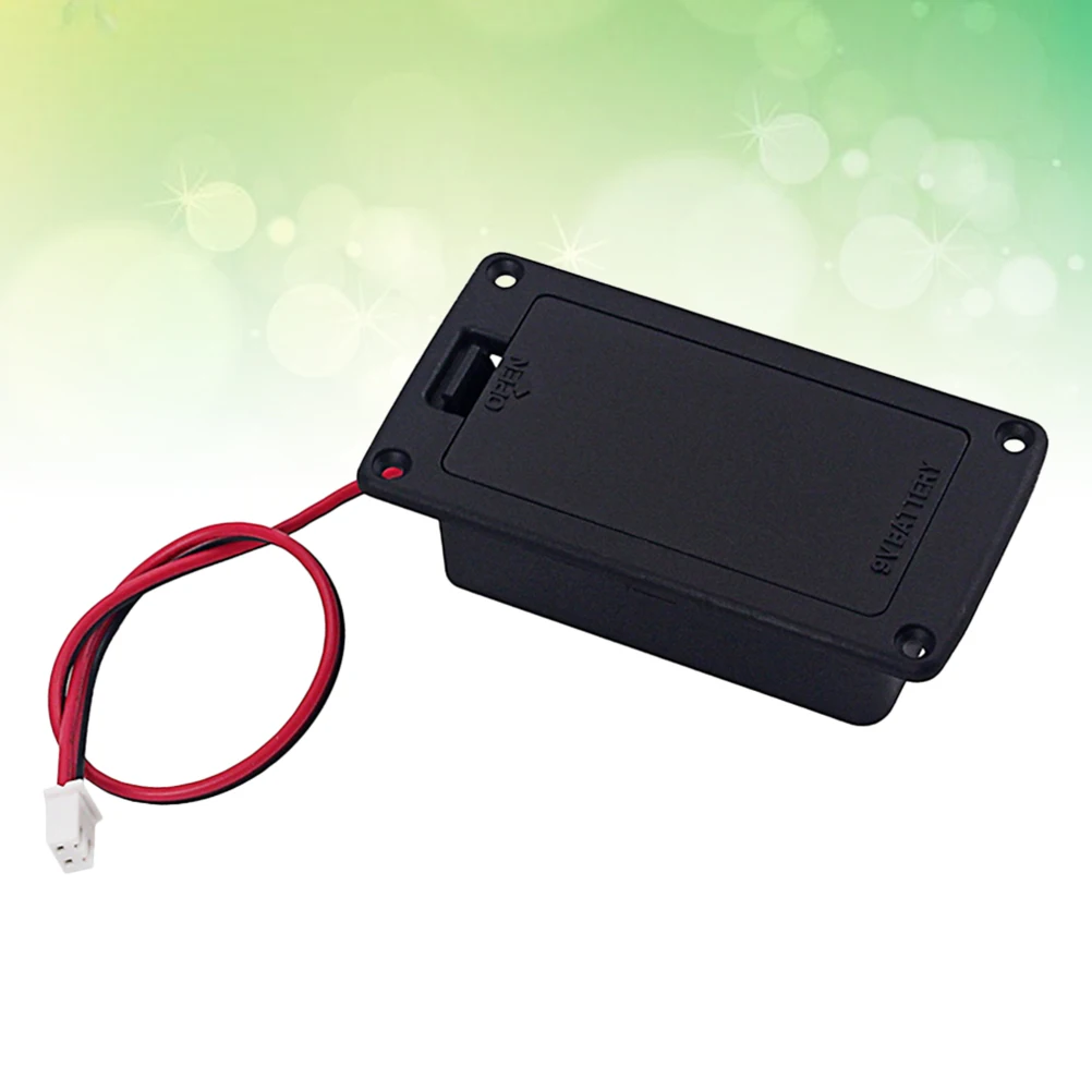 

Active Bass Guitar Pickup 9V Box Holder Case Metal Contacts Spring Flat Mounting Easy Replacement Black Guitar Parts