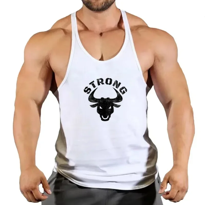 

Men's Bodybuilding Stringer Vest – Fitness Sleeveless with "STRONG" Power Print, Gym Fitness Muscle-Building Tank Top