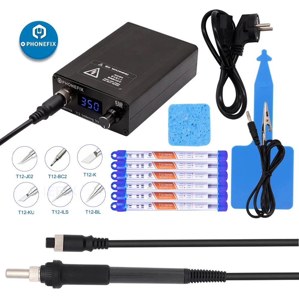 T12-D Soldering Station Digital Electronic Soldering Iron With 6pcs T12 Tip Quick Heating For Phone PCB BGA Welding Repair Tools