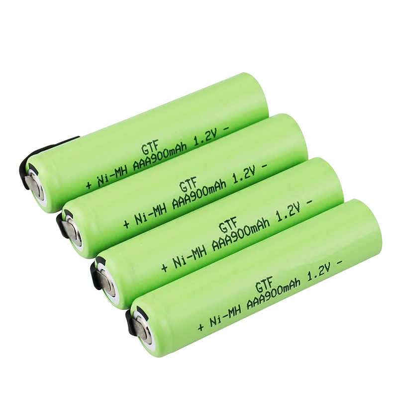 GTF 1.2V AAA rechargeable battery 900mah nimh cell Green shell with welding tabs for Philips electric shaver razor toothbrush