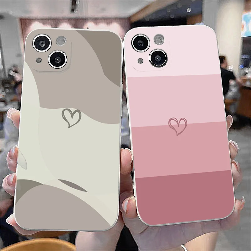 Colorful Love Heart Soft Silicone Phone Case for iPhone 16 15 14 12 11 Pro Max 13 Mini XR XS X 7 8 Plus Shockproof Bumper Cover