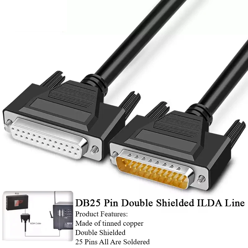 ضوء الليزر ILDA خط DB25 دبوس خط إشارة محمي مزدوج الذكور والإناث لرسو السفن مرحلة الأداء FB4/FB3 ضوء الليزر
