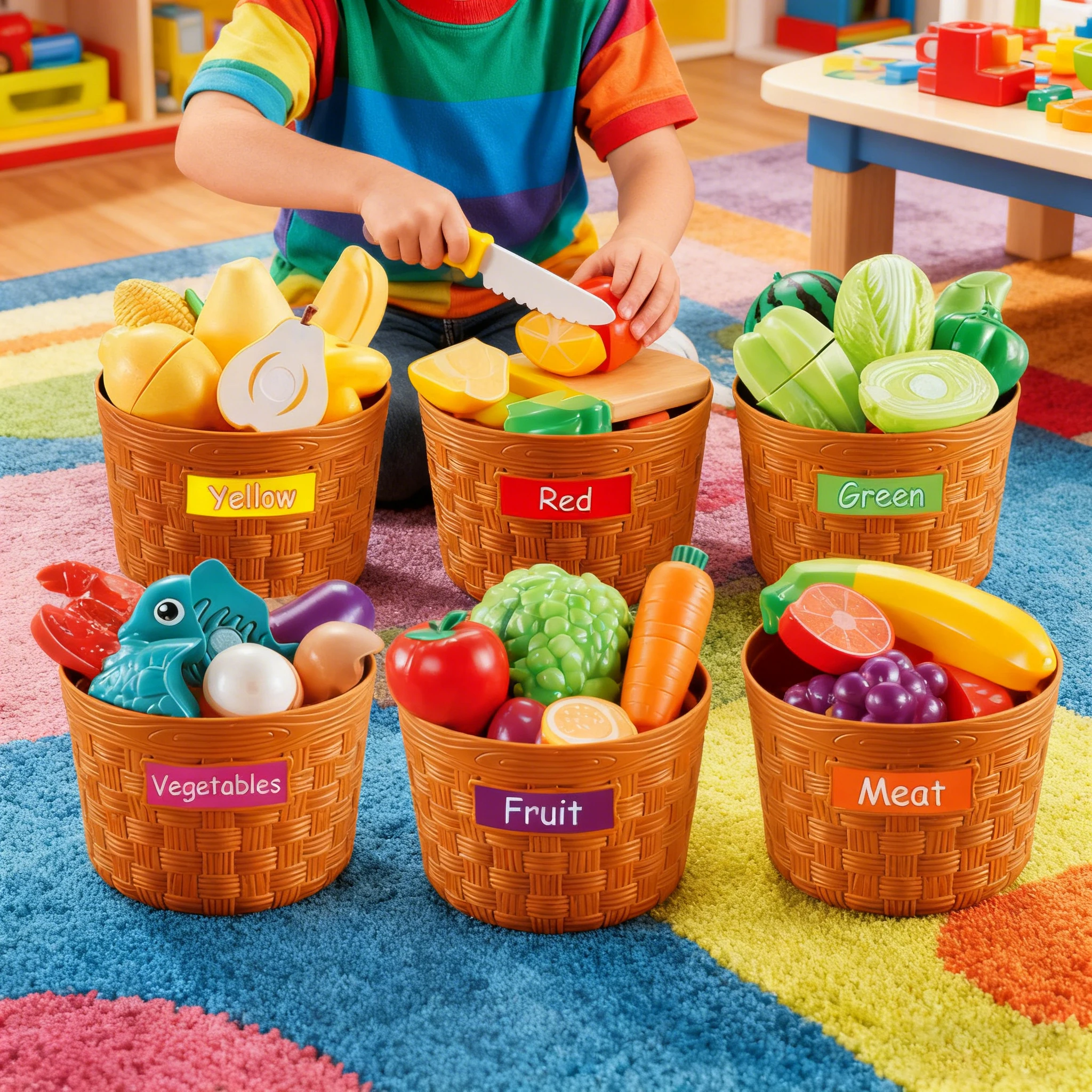 42개 과일 자르기 세트 바구니 포함 어린이 놀이집 장난감 주방 야채 아기 가상 놀이 야채 자르기 분류 장난감 크리스마스 선물