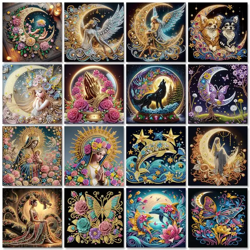 

Special Shape Diamond Art Kits for Beginners and Adults,Moon Girls Diamond Art Painting Kits for Home Wall Decoration Gift
