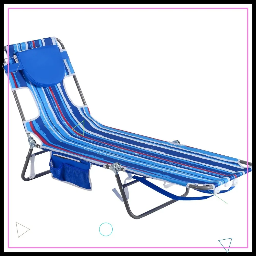 

Portable Folding Beach Chair with Backpack Straps, Reclining Camp Cot for Outdoor Picnic Lawn Tanning