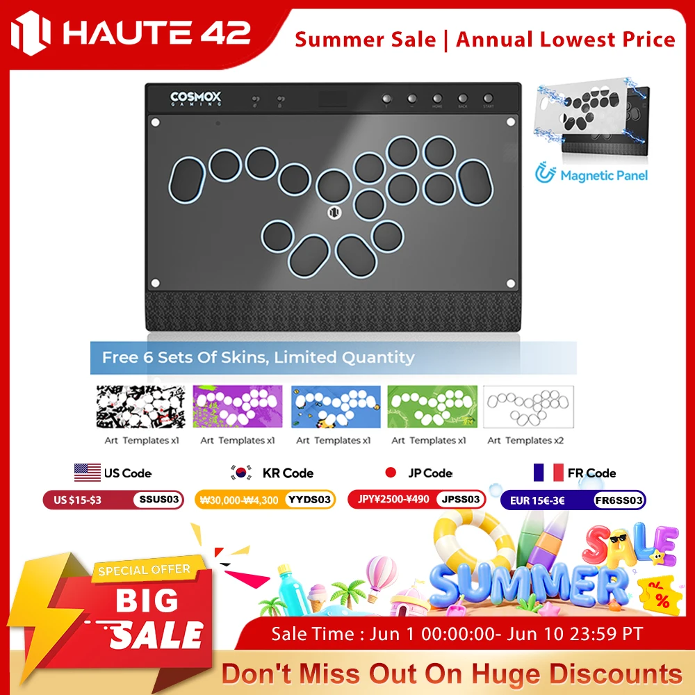 

Haute42 Magnetic Stickless Arcade Controller Keyboard C16-S Hitbox Leverless Controller For PC/PS4/PS5/Switch Fight Stick Hitbox
