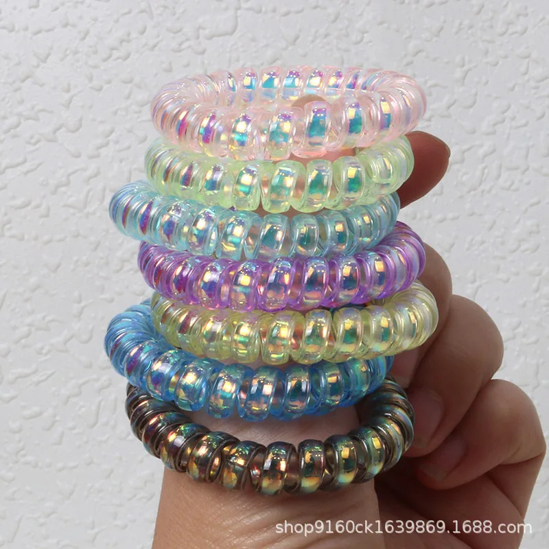 كبير جريئة حورية البحر جي خط هاتفي الشعر الدائري الليزر الملونة الشعر حبل تعادل الشعر شريط مطاطي رئيس حبل إكسسوارات الشعر الإناث #1