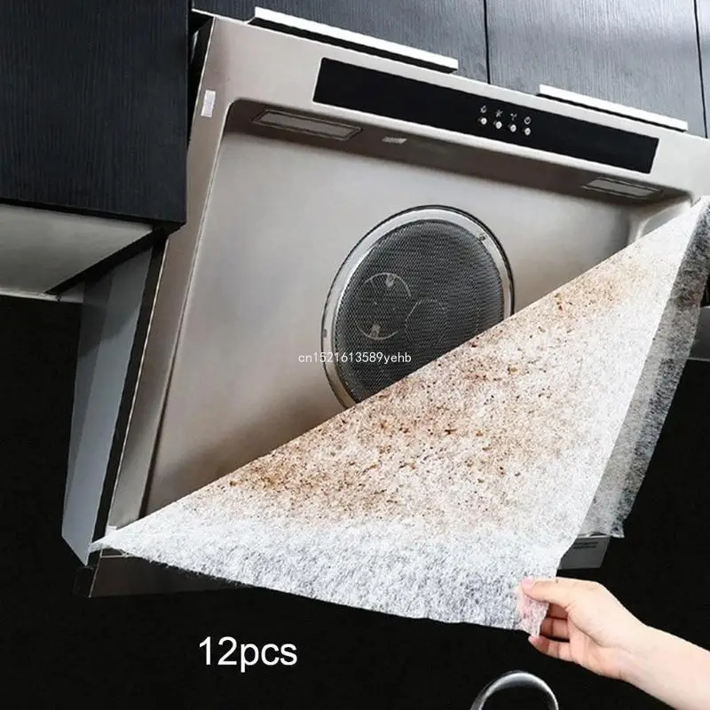 12er-Pack saugfähige Einweg-Filterblätter, langlebiges und tragbares Küchenfilterpapier, geeignet für Dunstabzugshauben, langlebig