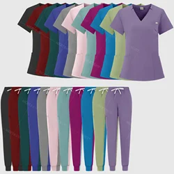 Hospital Scrub Nursing Accessories Medical Surgical Gowns Men Doctor Nurse Special Scrub Minimalist Solid Color Work Wear Women