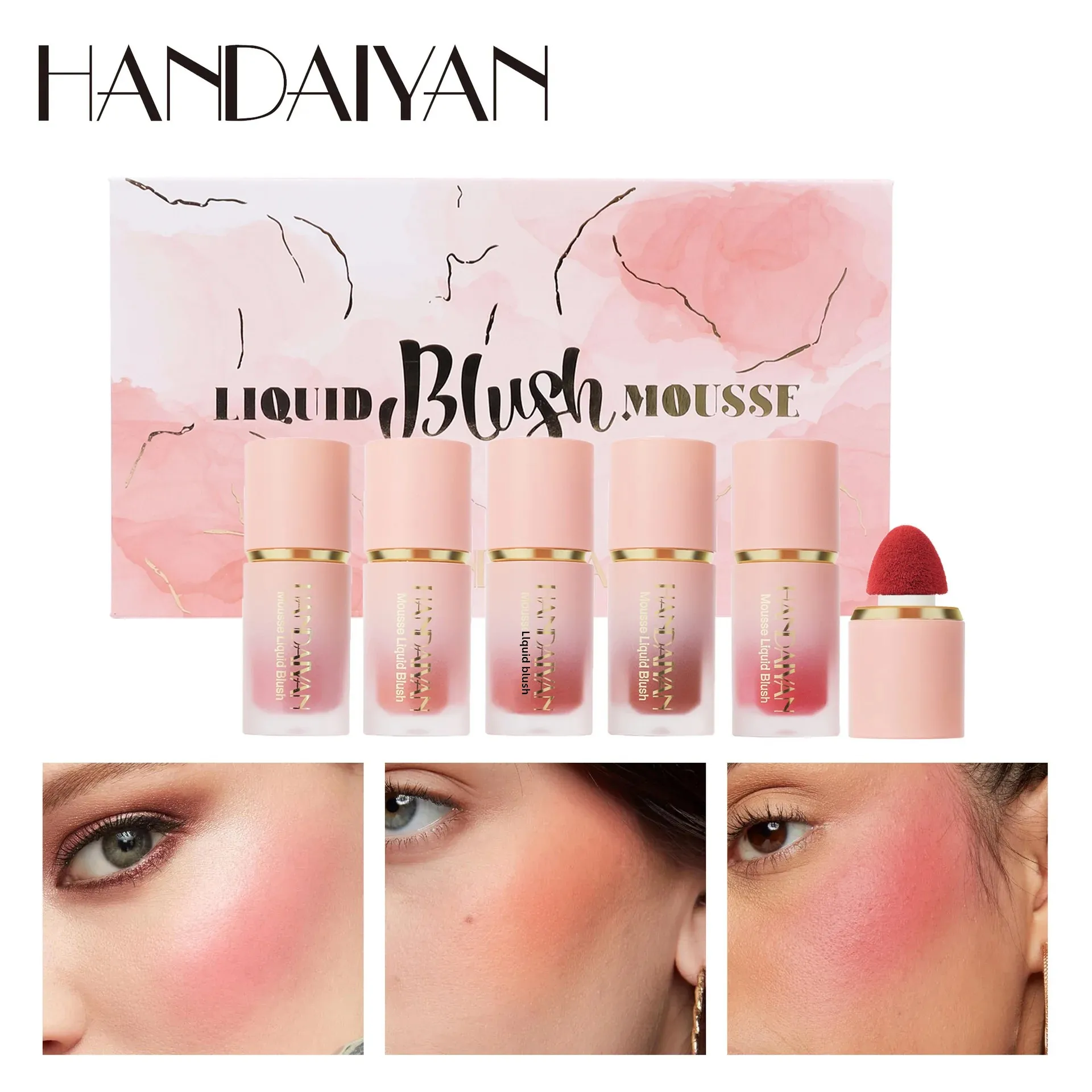 

High Pigment Liquid Blush Set Pearl Matte Mousse Blusher Long Lasting Waterproof Sweatproof Brighten Contouring Blush Stick