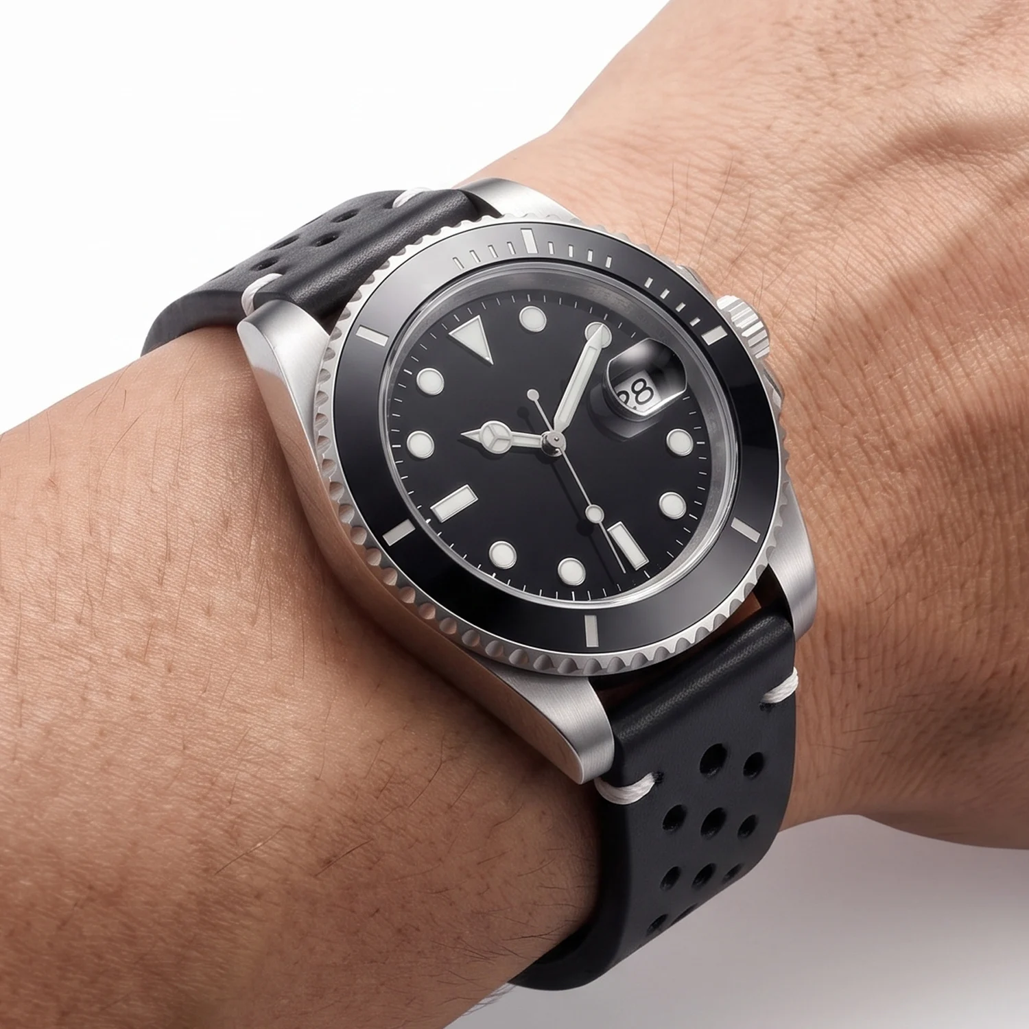 Atmungsaktives Echtleder-Uhrenarmband mit Schnellverschluss, 18–24 mm, Rindslederband, erhältlich in Schwarz, Grün, Braun, Gelb, Unisex-Uhrenarmbänder – Detail 13