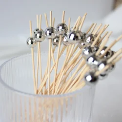 Disco Ball Fruit Sticks Earth Mirror Cocktail Sticks Disposable Bamboo Sticks