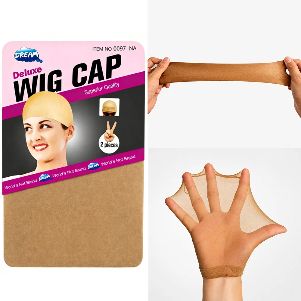 2pcs Stocking Wig Cap Hair Net For Weave Hair Wig Nets Black/Brown/Skin/Beige Stretch Mesh Wig Cap For Making Wigs Free Size