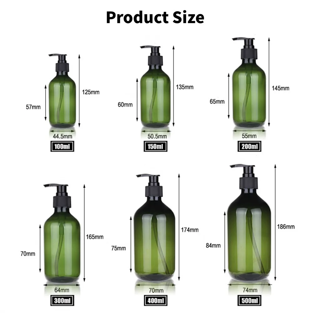 100/200/300/400/500ml Pump Empty Bottle Dispenser Refillable Bathroom Shampoo Shower Gel Bottle Kitchen Plastic Liquid Container