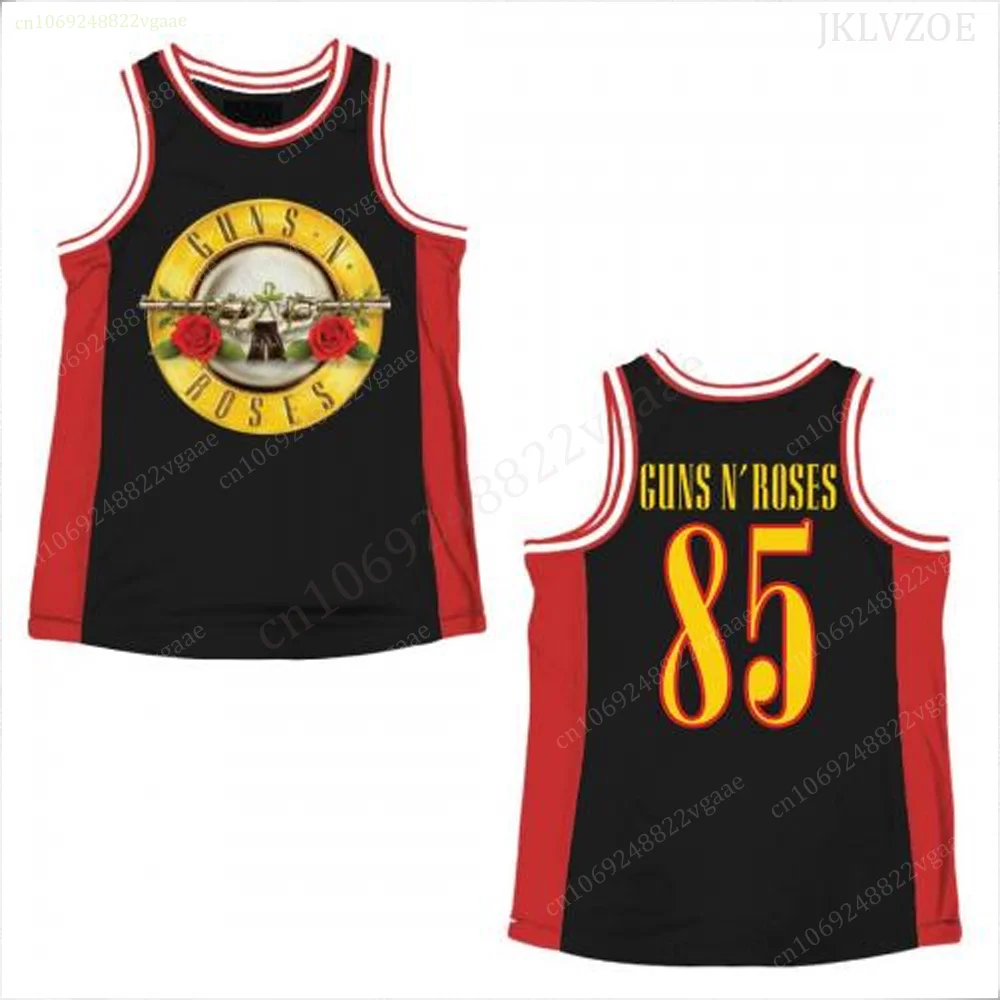 2024 Summer Guns N Roses Basketball Jersey Men Sleeveless T Shirt Retro Tank Top Tee Kids Training Uniform 23/24 Rock Band