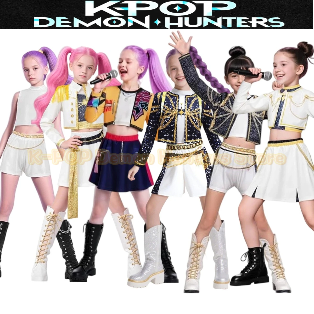 

Anime Kpop Demon Hunter Cosplay Costume Kawaii Rumi Zoey Mira Halloween Fancy Dress Girls Style Kids Stage Performance Clothes