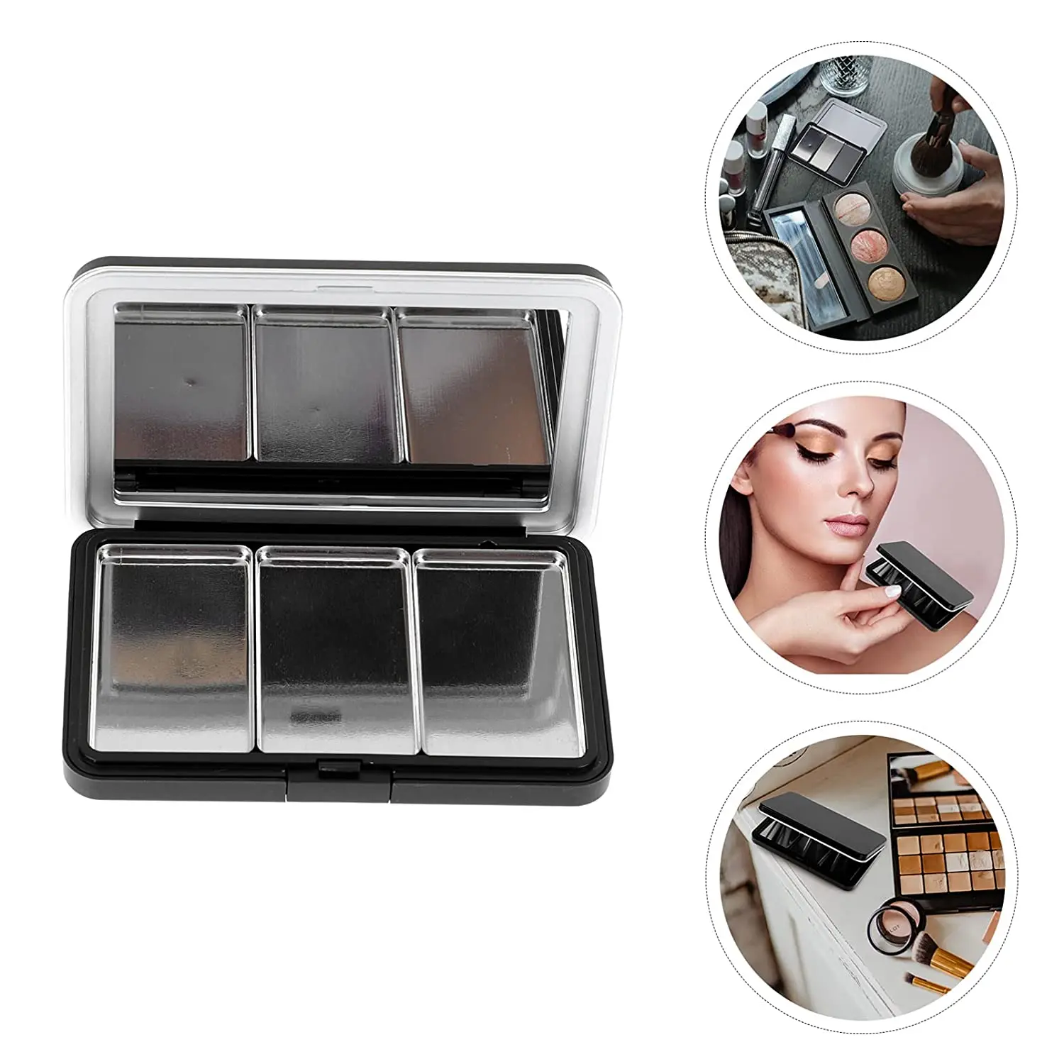 5Pcs Empty Matte Black Magnetic Eyeshadow Blush Palette Pan Make Up Container Storage Tray for DIY Cosmetics Supplies