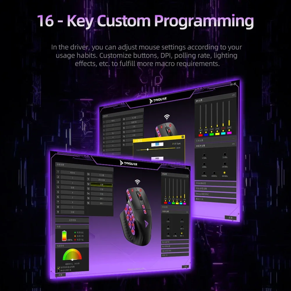 TAIDU TSG908 PRO Gaming MouseTri-modus PAW3950 PAW3311 Sensor 16 Seite Tasten DIY zurück abdeckung 1000 mAh Gaming Laptop Zubehör ​