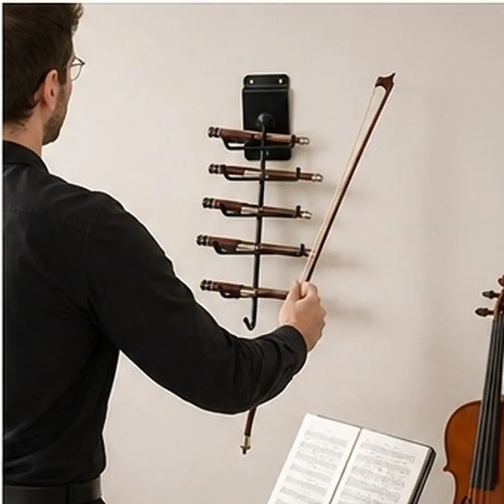 Violin and Erhu Bow Holder Wall Mount Traditional Bow Support Rack Music Room Organizer Storage Banjo Wall Hanger