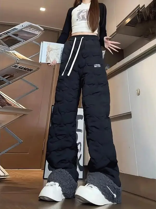 

Men's Winter Outdoor Wear Fce Lined Lamb Fur Pants Skiing Straight Leg Windproof Warm Trousers Youth Casual Long Pants