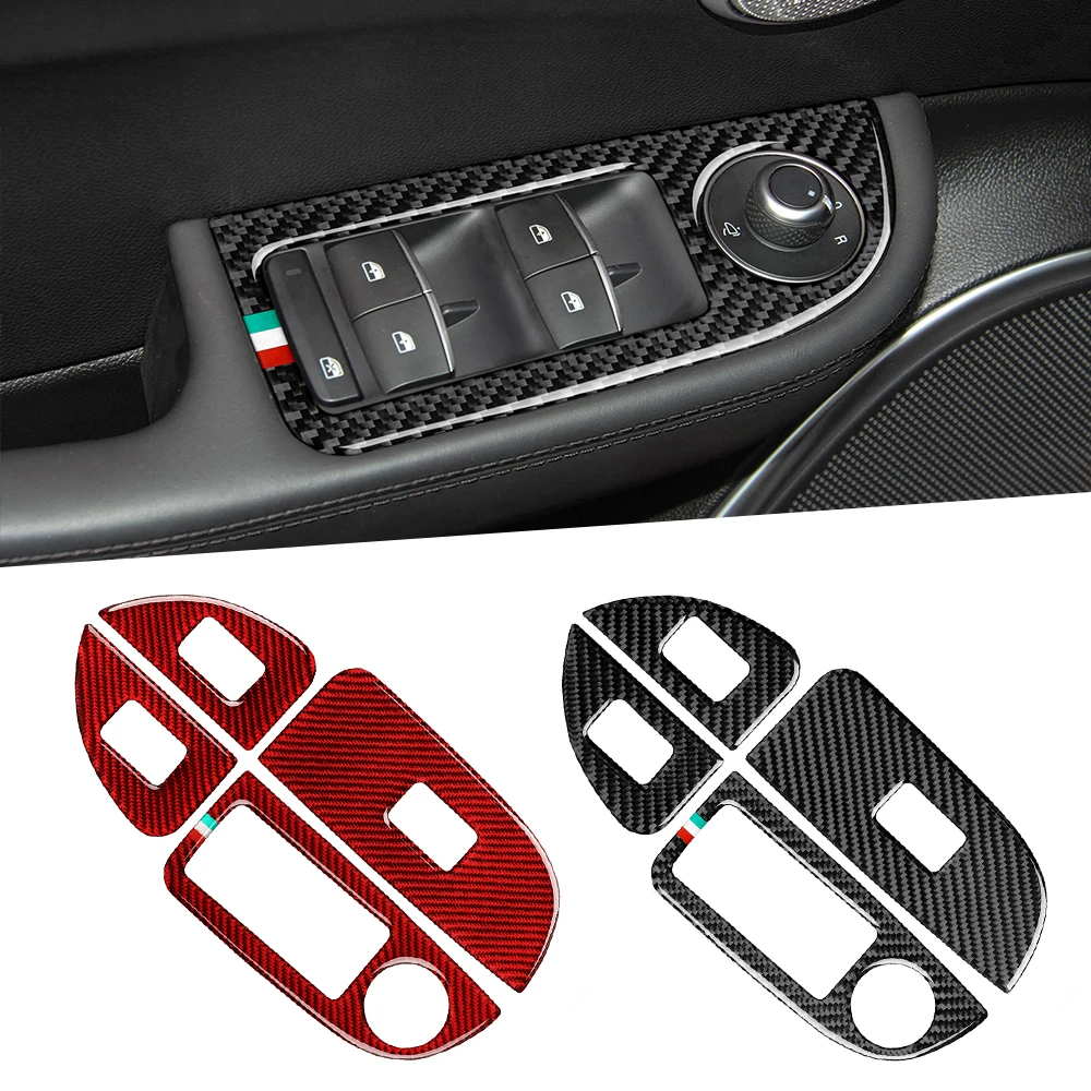 

For Alfa Romeo Giulia 952 2017 2018 2019 Car Window Lift Trim Switch Control Sticker Carbon Fiber Decal Cover Accessories