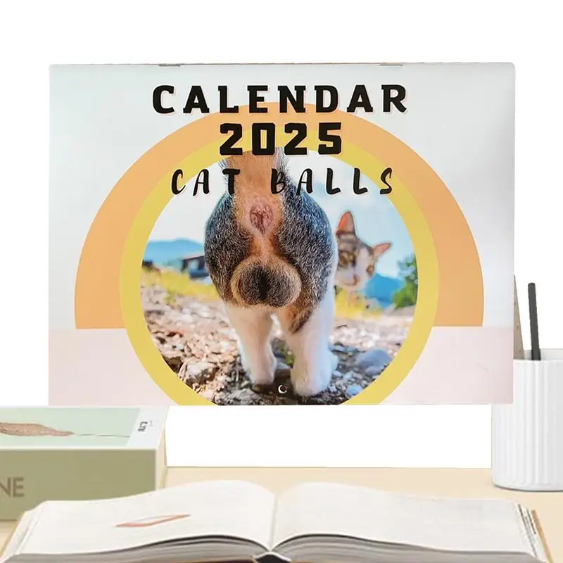 Imagem -03 - Calendário de Parede Pendurado para Família Cat Butt Calendar Funny Cool Humor Balls Calendar Whick Paper Gag Mensal 2023