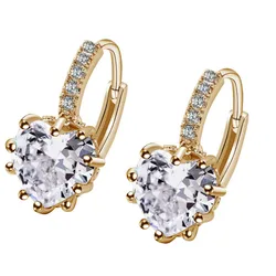 Charming Women Copper Plated Heart AAA Zircon Girl Ear Hoop Earrings Ladies Jewellery Ear Stud Clip