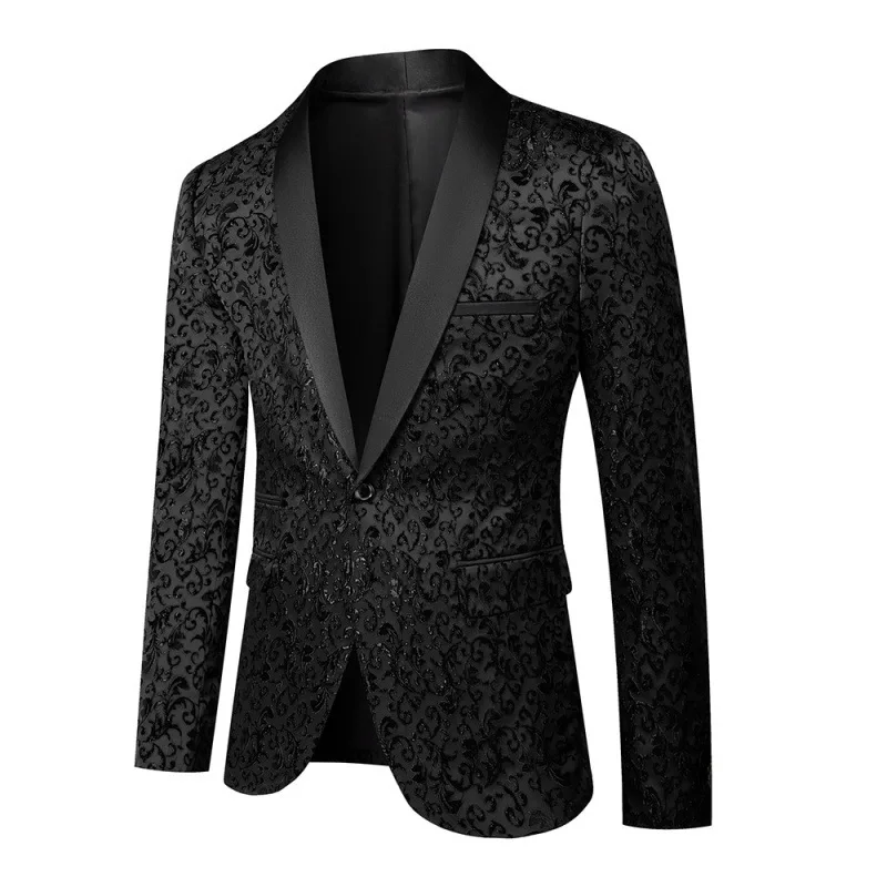 

2024 foreign trade men's business jacquard suit men's Korean version slim fit wedding groom's suit dress single top