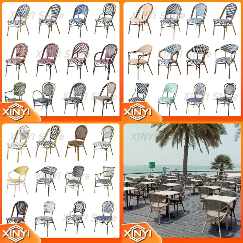 All Weather Rattan Outdoor Dining Chairs for Garden Bistro Restaurant Patio PE Rattan Furniture for Outdoor Seating Set