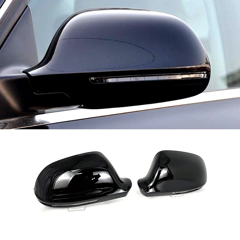 8F0857528B 1Pair Side Wing Rearview Mirror Cover Cap Casing Shiny Black Fit Without Side Assist for AUDI A3 A4 B8 A5 A6 A8 S8 Q3