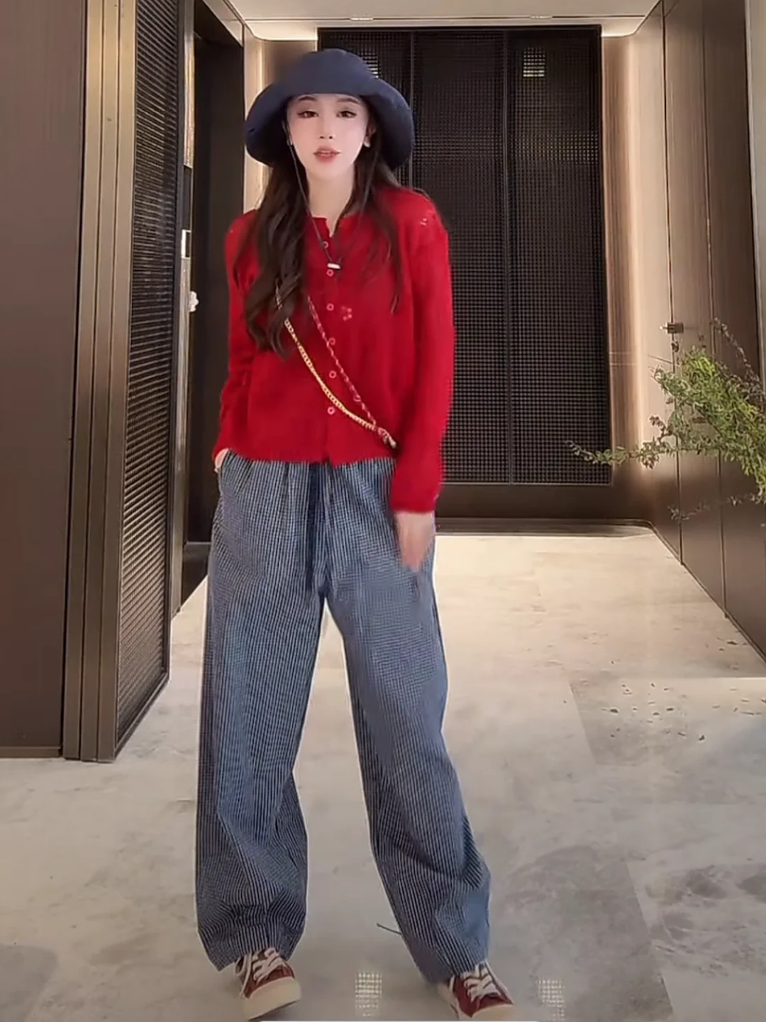 

Buxue Recommended Basil ey Spring New Casual Faion Plaid Loose Breathable Straight Leg Casual Pants Women's Faion