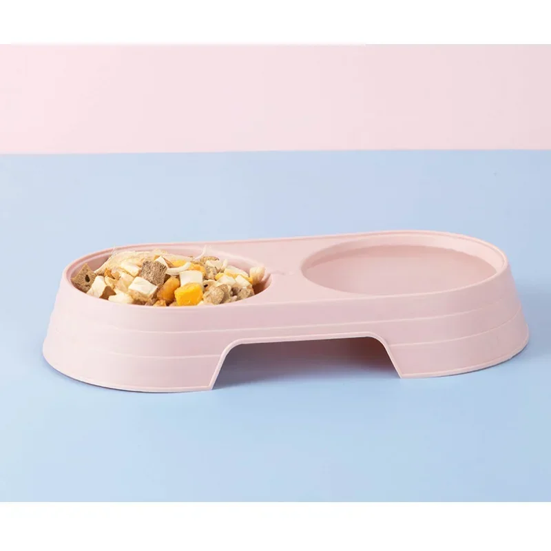 Macaron Pet Double Bowl Plastic Kitten Dog Food Drinking Tray Feeder Cat Feeding Pet Supplies Accessories