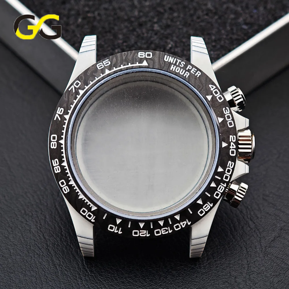 Premium 38mm Carbon Fiber Daytona Watch Case Carbon Bezel 3ATM Waterproof Fit SL4801 Dandong 4130 Movement Mod Accessories