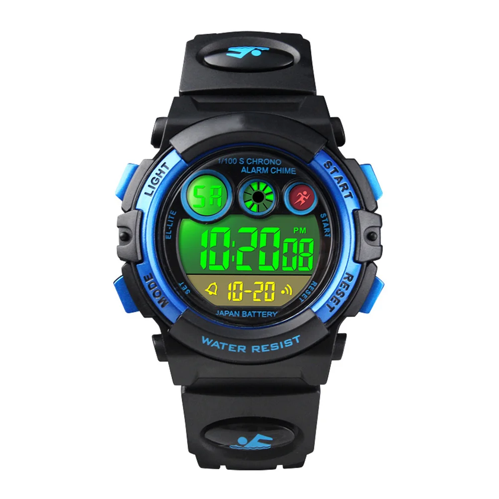 

Women Electronic Watch 50M Waterproof Fashion Quartz Watch For Female Luminous Led Alarm Date 1451 Black Blue