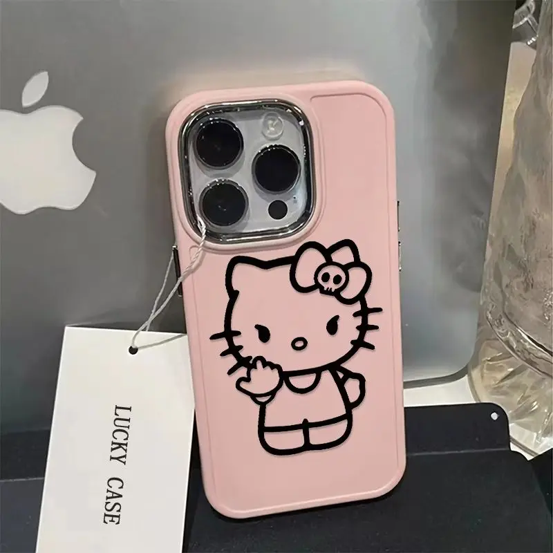 Sanrio Hello Kitty Middle Finger Phone Case For iPhone 15 14 13 PRO MAX 11 12 13 PRO X XS XR 7 8 Plus Protective Shell Y2k Cover