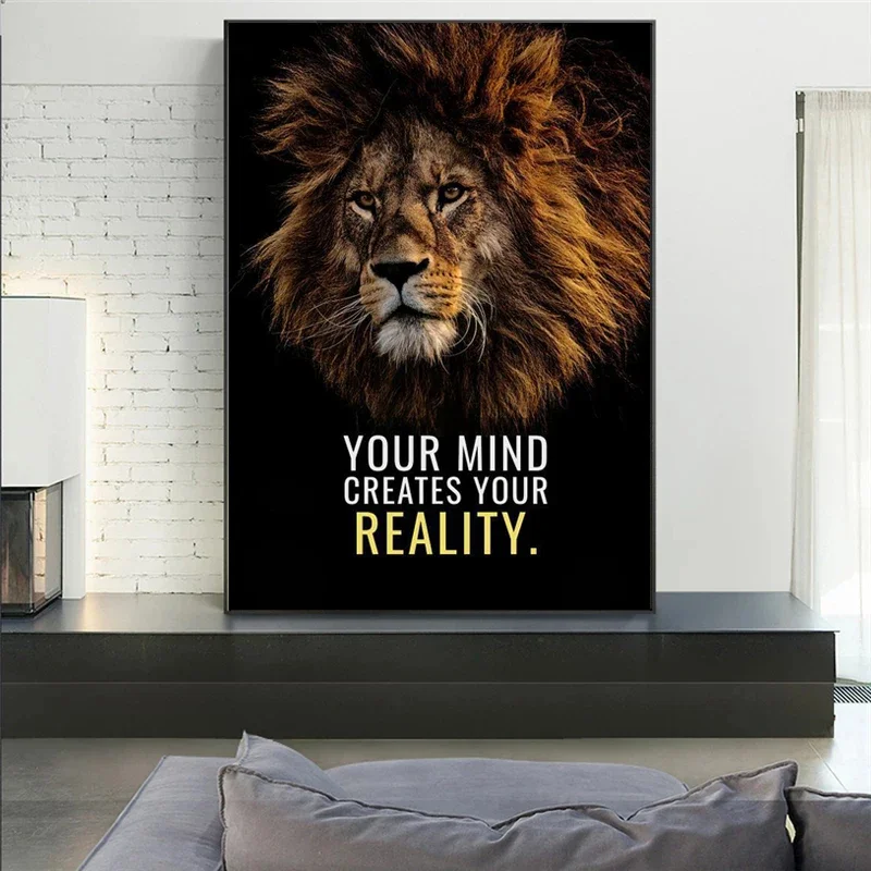 قماش اللوحة الشمال جدار صورة فنية الأسد النمر تحفيزية إقتباس ملصق فني والمطبوعات لمكتب اللوحة هدية ديكور المنزل