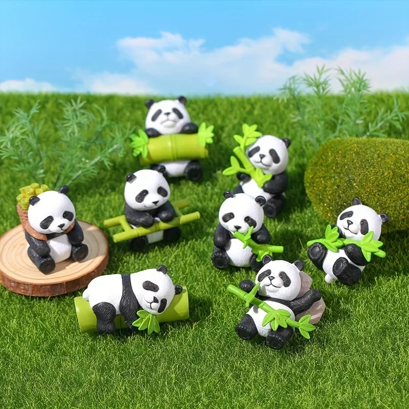 Cute Panda Decoration Ornaments Car Instrument Panel Decoration Cartoon Resin Desk Aquarium Garden Multi-functional Decoration