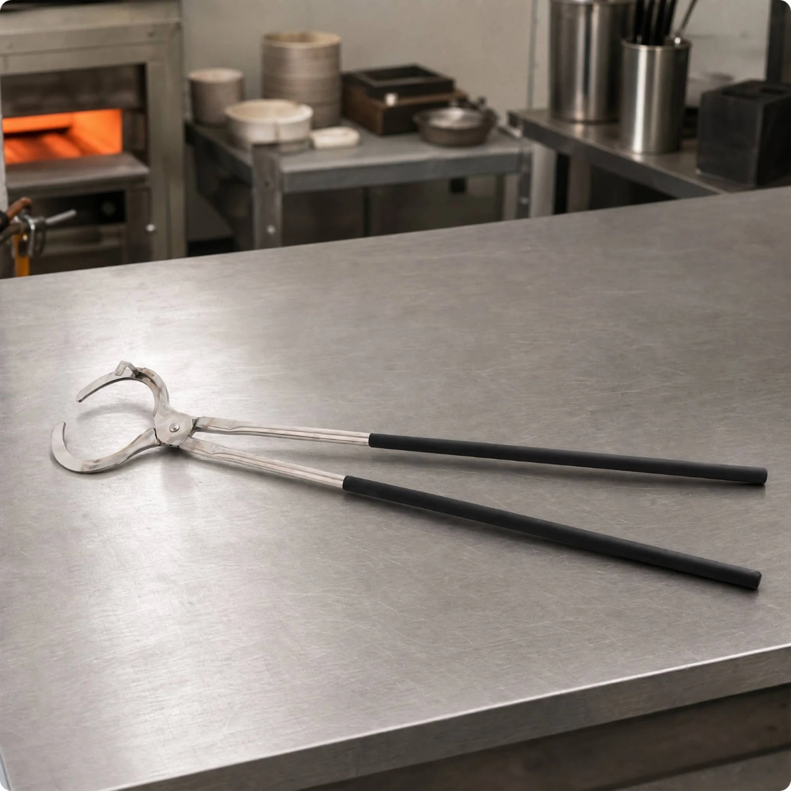Long-Handled Stainless Steel Crucible Grip Heavy Duty Scissor-Style Crucible Grip Scissor Tongs Versatile for Metal Casters