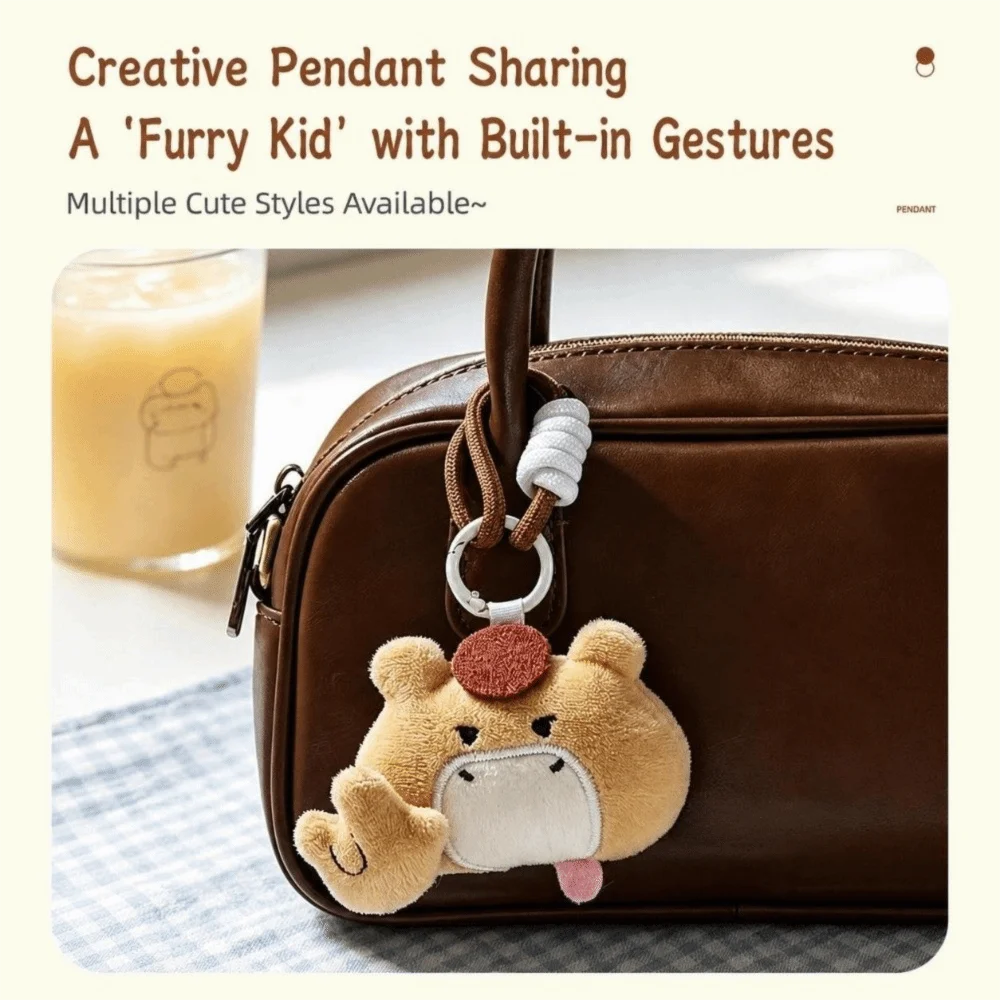 Cartoon Animal Pendant Keychain Cat Dog Pig Mouse Multicolor Key Ring Pendnat Magnetic Attraction Gesture with Handrope