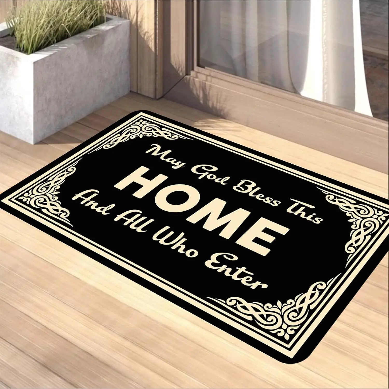 May God Bless This HOME Doormat Outdoor Non-Slip Kitchen Floor Mat Garage Welcome Door Mat Rubber Carpet Outside