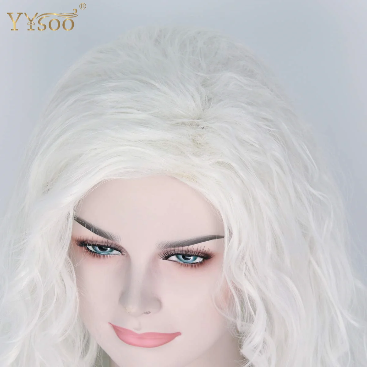 Yysoo Lange Withe Losse Golf Synthetisch Haar Cosplay Pruiken Voor Vrouwen Halloween Cosplay Kostuum Pruik Lange Synthetische Pruik Kant Deel