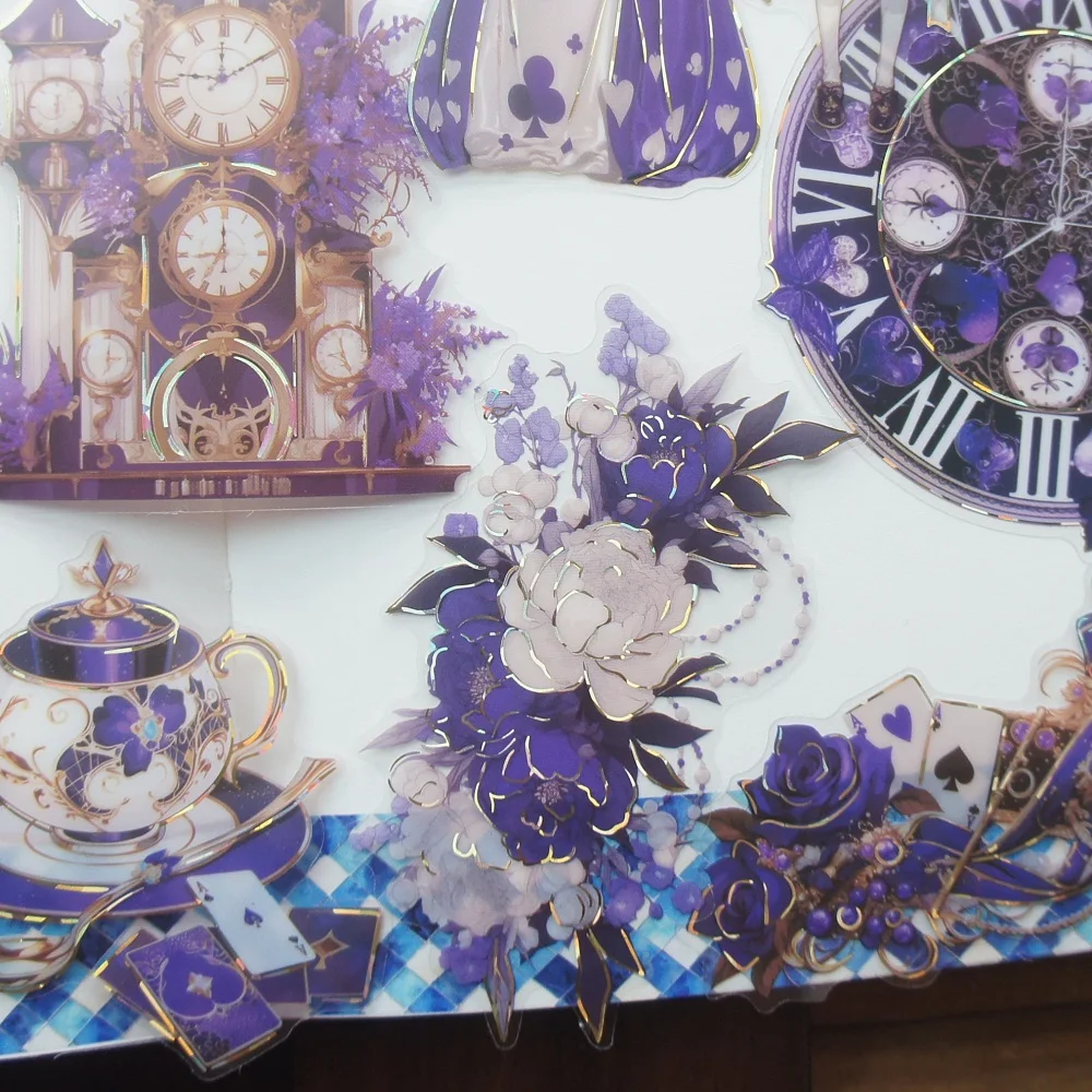 15 قطعة خط الذهب خرافة أليس قصة الشطرنج موضوع بولي كلوريد الفينيل ملصق هدية علامة الديكور سكرابوكينغ ملصق يدوي الصنع