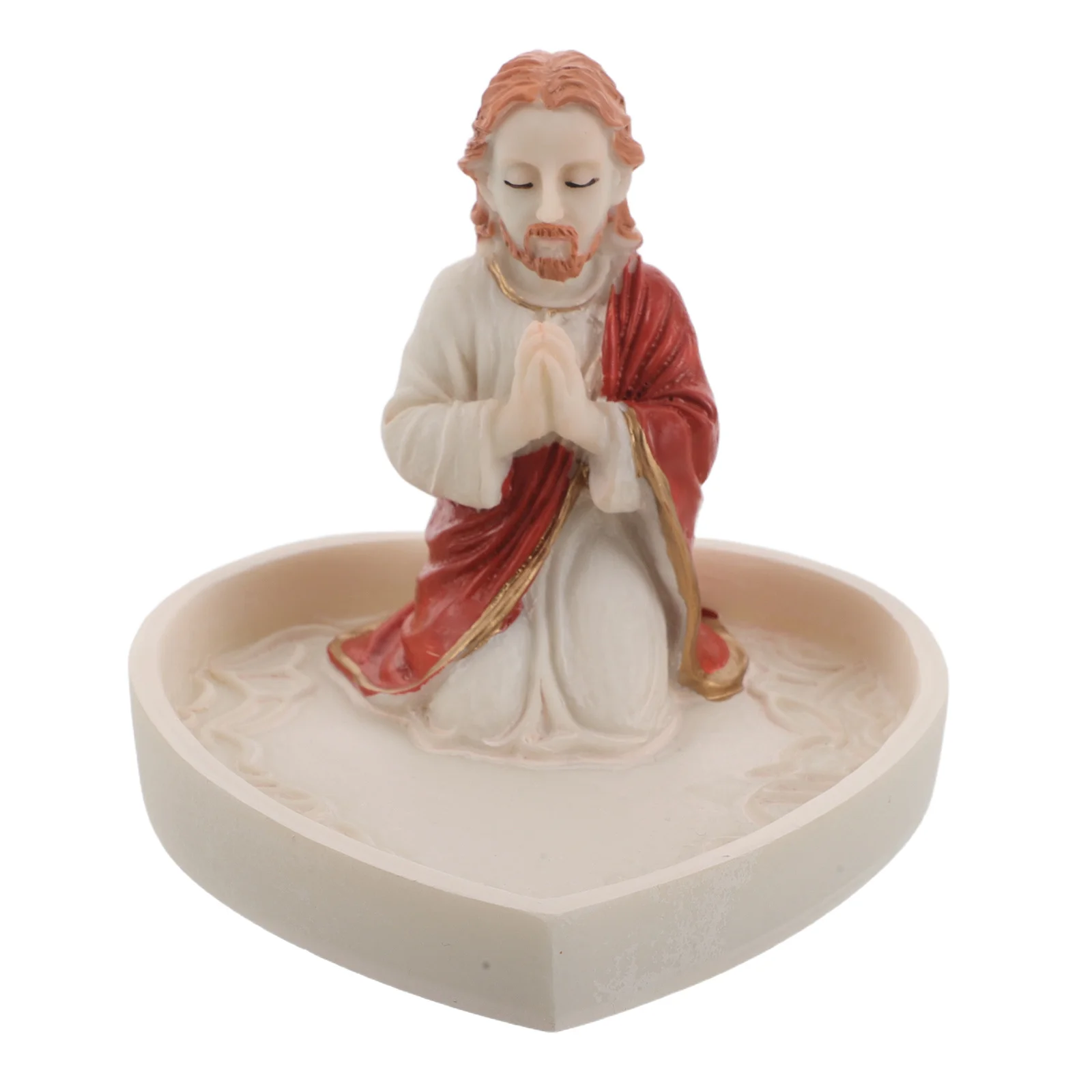 

Religious Jewelry Holder - Compact Resin Rosary Case for Catholic Prayer Necklace Trinkets - Jesus Figure