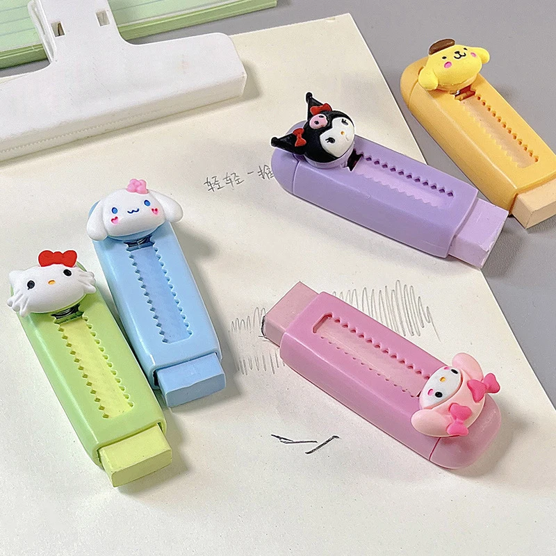 Mignon Sanurgente Hello Kitty Push-rib Gomme, Scalable Cartoon Gomme, Sanurgente Kuromi Cinnamoroll Gomme, Étudiant Récompense Staacquering Cadeau